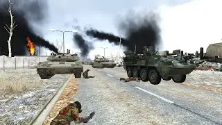 Украинский БТР M2 Bradley Burns 3 российских основных боевых танка Т-72Б4 подряд в Бахмуте | Арма3