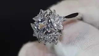 Silver snowflake diamond engagement ring, womens diamond engagement ring, snowflake Diamond Ring