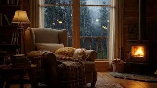 Deep Relaxation Cat Purring with Rain | Soothing Rainy Mood for Stress Relief Focus and Sweet Dreams