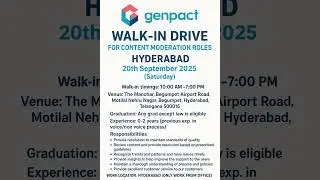 Genpact Careers 2025 | Content Moderation Walk-In Drive | Hyderabad Job Openings#subscribe #genpact