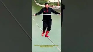 Amazing Tightrope Walking: Man Walks Backwards