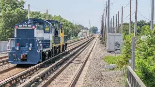 LIRR SW1001 101 getting towed back from Riverhead at Carle Place!