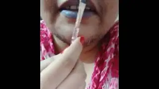 Navy Blue Eyeshadow Hack On Beard Girl Lips #ashortaday #ashortsvideo #youtubeshorts #shortsfeed