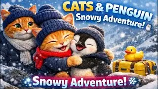 ❄️ Realistic Cats and a Cute Penguin in a Snowy Adventure! 🐱