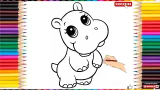 #drawing & #coloring a #hippopotamus , #satisfyingvideo #supereasy #forkids #subscribe .