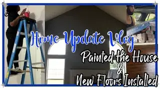 PAINTING OUR ENTIRE HOUSE COTTON GRAY BY BEHR  + NEW FLOORS | HOUSE TO HOME VLOG