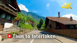 Switzerland 🇨🇭 Thun to Interlaken, Spring driving in Switzerland, Lake Thun