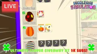 LIVE: Bubble Gum Simulator - Giveaway Every 5 Subs + Ultimate Clover Giveaway at 1K Subs!