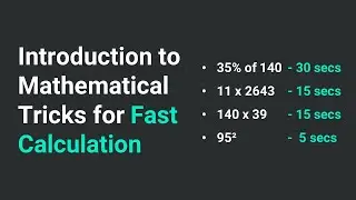 Introduction to Mathematical Tricks for Fast Calculation