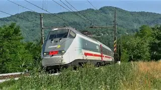 Tardo pomeriggio estivo con qualche treno in transito nel pratone di Rigoroso!
