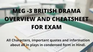 IGNOU MEG-2 BRITISH DRAMA OVERVIEW & CHEATSHEET | Quick Revision before your exam in Hindi