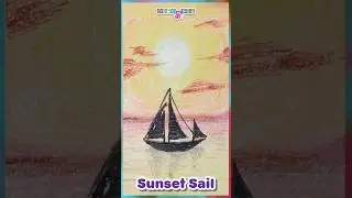 Sunset Sail | Boat | Sunset I Beautiful Ocean Sunset View I How to Draw a Sunset Sail | Easy Drawing