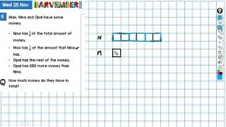 Word problem solved with bar model 25 Nov 2020 Barvember solution
