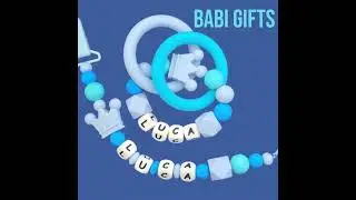 Personalised Crown Dummy Clip and Teether Set by Babi Gifts.