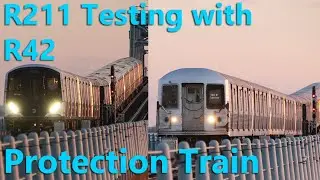 R42 Protection Train Following R211 Test Train over North Channel Bridge & on Fulton St Elevated