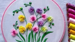 Beautiful Orchid Hand Embroidery | Easy Ways to Embroider | Tutorial Menyulam Bunga Bagi Pemula