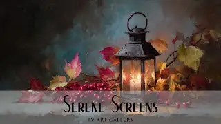 Autumn Lantern With Fall Leaves and Cranberries - TV Art Display, Screensaver, Background, Wallpaper