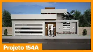 Planta de casa com 3 quartos e piscina - 154A