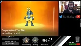 Shiny Riolu via SOS evolves into Lucario in Pokemon Sun and Moon
