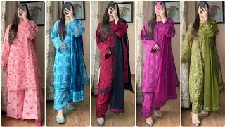 Printed matching design with lace 2025/simple printed suit design for girl latest/printedsuit design