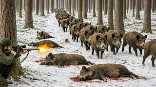 Wild Boars Swarm the Forest &ndash; Intense Winter Chase Unfolds