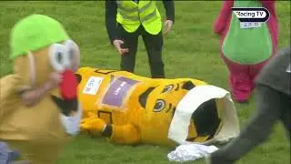 Mascot loses his head with victory in grasp!