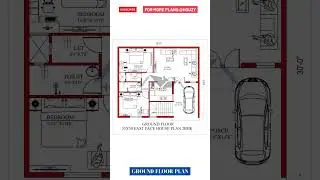 35x30 East Facing House Plan #houzy #eastfacing #houseplan #housedesign #35x30houseplan #floorplan