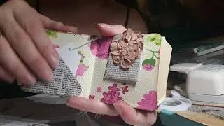 Mini 3x3 junk journal with book page pockets, tucks, and inserts