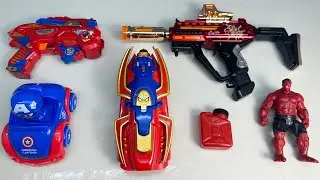 Marvel toy set unboxing, Spider Man toy gun, glowing mask, Iron Man, action doll reviews.