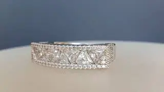 Simulated Diamond, Trillion Sterling Silver Engagement Wedding Ring Women's, Modern Square Ring