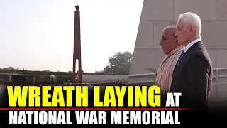 Russian Defence Minister Andrey Belousov and Rajnath Singh lay wreath at National War Memorial
