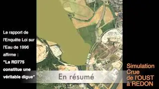 Inondation Redon -Simulation crue de l'Oust - Routes inondables RD775 et RD775b