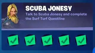 **Complete** Scuba Jonesy Quests Character PunchCard  (Surf Turf) Questline Guide - Fortnite