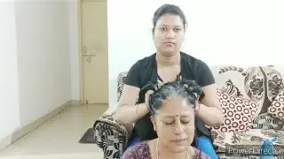 Hair oiling,Head massage,Hair pulling, Hairstyles for Mom Hair 🤩/oily silk braid#hairoiling#oilyhair