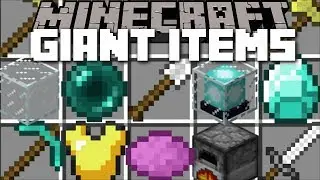 Minecraft GIANT ITEMS MOD / USE GIANT TOOLS AND WEAPONS FOR SURVIVAL !! Minecraft