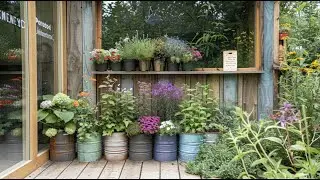 Rustic Farmhouse Backyard Garden with Charming Old-to-New Upcycled Decor