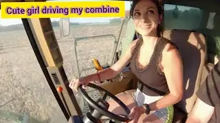 Cute girl 👧 driving my combine // girl impressed me