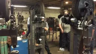 Clay Spencer testing out the first finished hammer