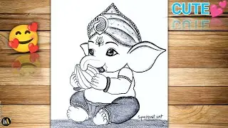 How to Draw a cute Ganapti Bappa| Ganesh Chaturthi drawing