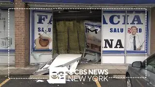 Driver crashes into Long Island storefront; 2 treated for minor injuries