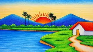 Scenery drawing | easy scenery drawing | nature scenery drawing for kids | easy drawings 