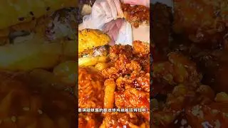 spicy fried chicken🍗, noodles with rice paper, hamburger🍔 asmr #mukbang #food #foodie #asmr #eating