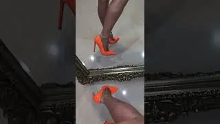 Try On orange Stiletto high heels #shorts
