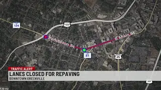 Lanes close on downtown Greenville streets for repaving