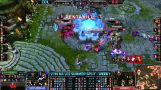 Shiphtur Pentakill with Le Blanc | COL vs DIG | 2014 NA LCS Summer Split W1D1 [HD]
