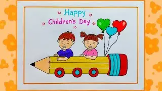 Children's Day Drawing|Happy Children's Day Drawing|How To Draw Children's Day Poster|Children's Day