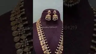 1 gram gold collection jewellery mat finishing Lakshmi long haram on sales available