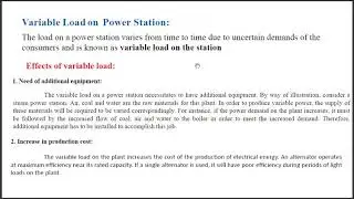 Variable Load on Power Stations