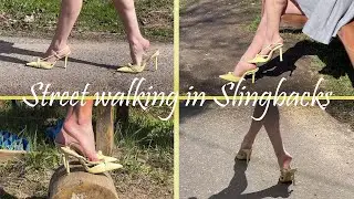 Walking in High Heels Slingbacks, slingbacks walking with a straps down, high heels walking (# 1030)
