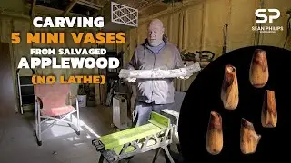 Carving 5 vases from 1 Applewood log. No lathe.